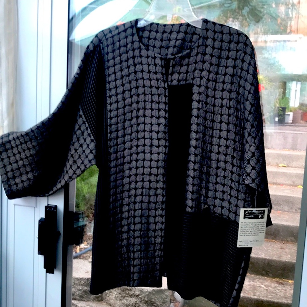 Modern Jacket in Black Silver Grey Fabric.